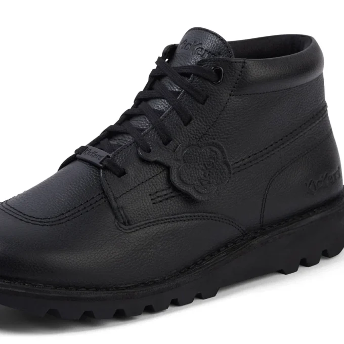 Stivaletto Kick da adulto unisex in pelle martellata nera
