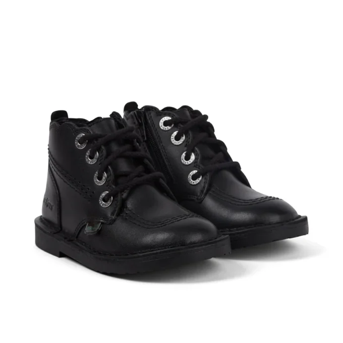 Stivali in pelle Adlar Hi Scallop per bambine, neri Stivali in pelle Adlar Hi Scallop per bambine, neri