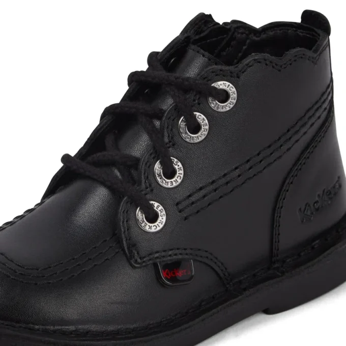 Stivali in pelle Adlar Hi Scallop per bambine, neri Stivali in pelle Adlar Hi Scallop per bambine, neri