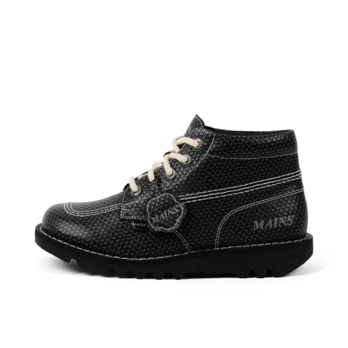 Stivali Kick Hi in pelle martellata Mains Grigio per adulti unisex