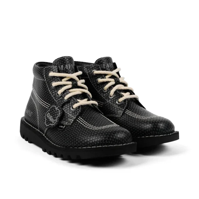 Stivali Kick Hi in pelle martellata Mains Grigio per adulti unisex