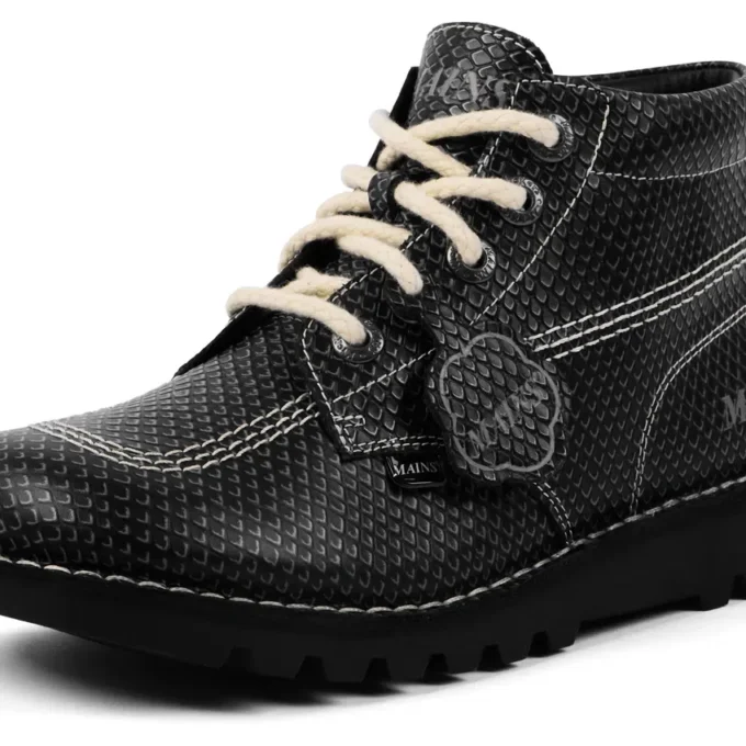 Stivali Kick Hi in pelle martellata Mains Grigio per adulti unisex