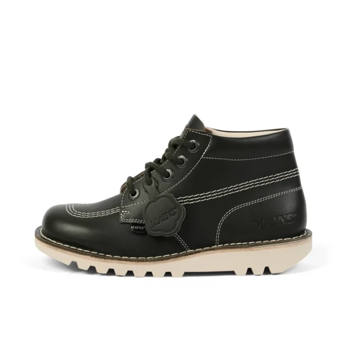 Stivali Kick Hi in pelle martellata Mains verde scuro unisex per adulti Stivali Kick Hi in pelle martellata Mains verde scuro unisex per adulti