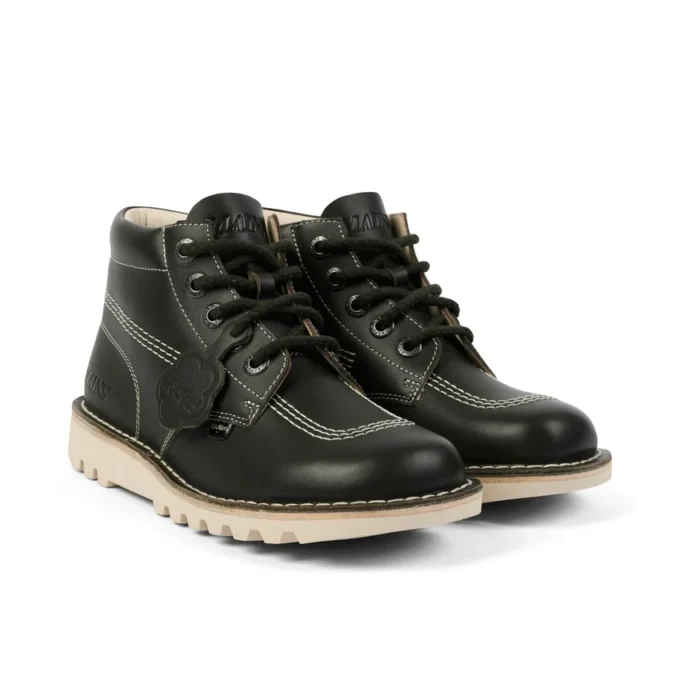 Stivali Kick Hi in pelle martellata Mains verde scuro unisex per adulti Stivali Kick Hi in pelle martellata Mains verde scuro unisex per adulti